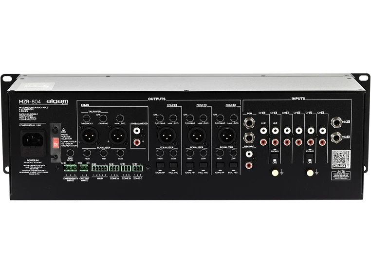 Algam Audio MZR-804 Rackmonterbar 4 sonemikser, 6+2 kanaler 