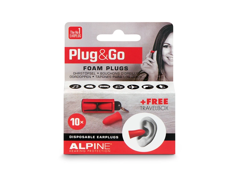 Alpine Plug and Go foam earplugs 5x2 + keychain travelcontainer