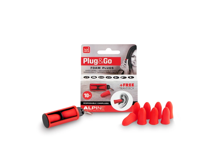 Alpine Plug and Go foam earplugs 5x2 + keychain travelcontainer