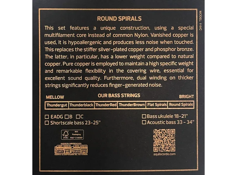 Aquila 300U Round Spirals Shortscale Bass 23-25" 