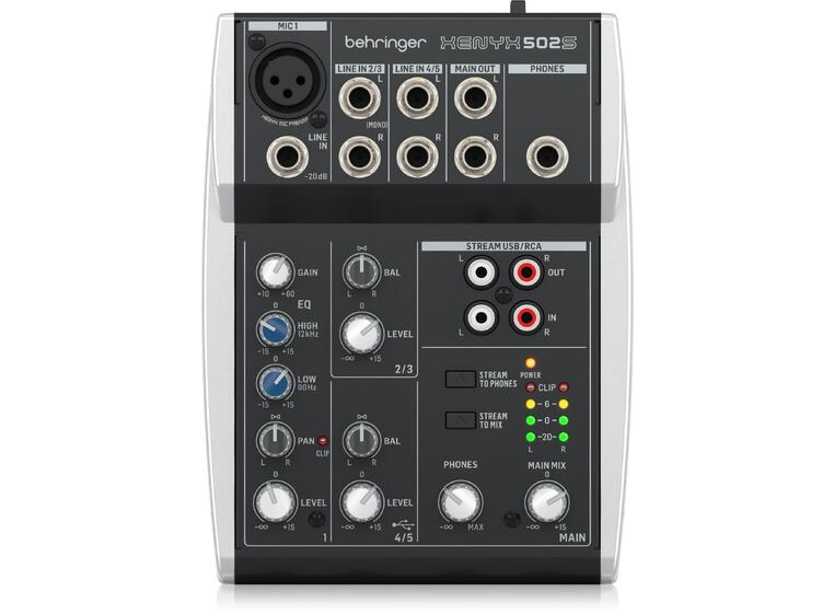 Behringer XENYX 502S 5 input mixer w/USB Streaming interface