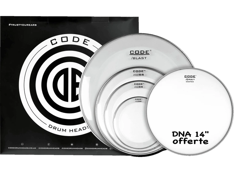 Code Drumheads FPRRCLRF Clear Fusion 10/12/14/20 + CC 14" DNA Coated 