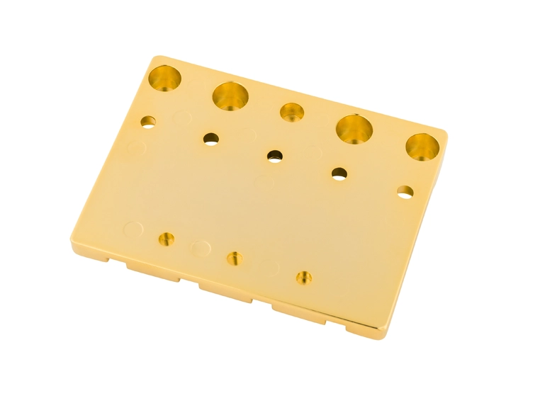 Fender HiMass 4-String Bass Bridge Assembly With Brass Saddles, Gold 