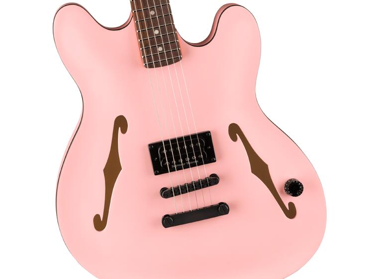 Fender Tom DeLonge Starcaster RW, Black Hardware, Satin Shell Pink