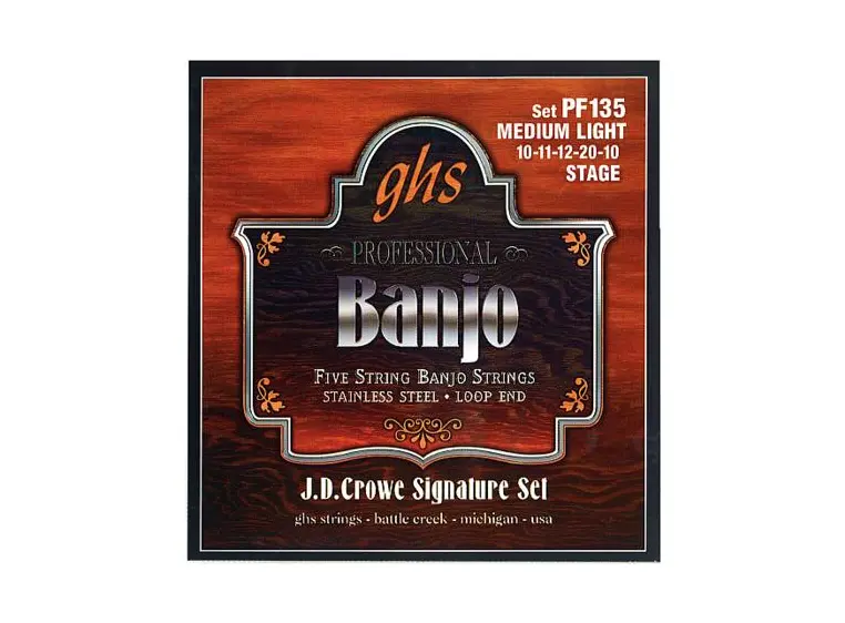 GHS PF135 Banjo 5-str (010-020) J D Crowe Signature Set 