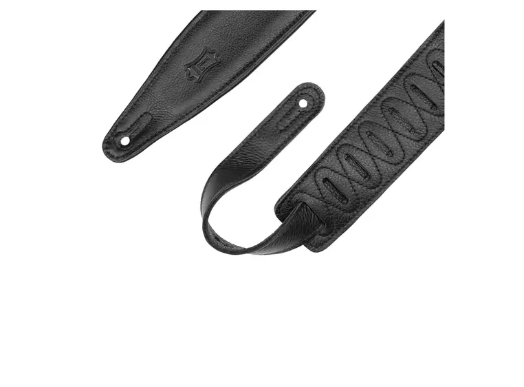 Levy's MG317MP-BLK-BLK 2.5" Leather Guitar Strap 48"-55'' Black 