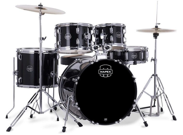 Mapex Comet CM5044FTCDK Drum Set - Black 5-delt sett med stativ, cymbaler og stol 