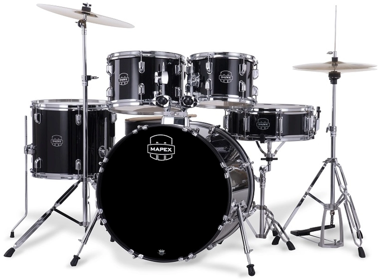 Mapex Comet CM5044FTCDK Drum Set - Black 5-delt sett med stativ, cymbaler og stol 