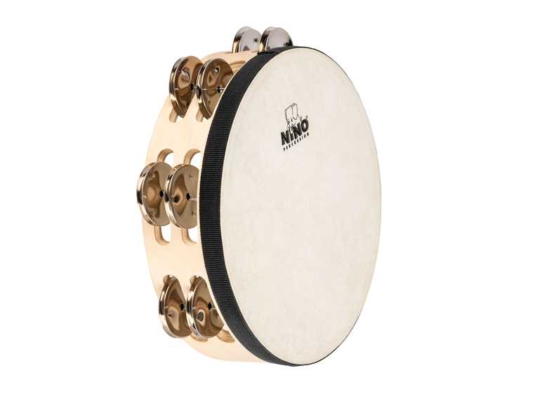 Nino Percussion NINO946 Tamburin m.skinn Wood 8", 2 rows 