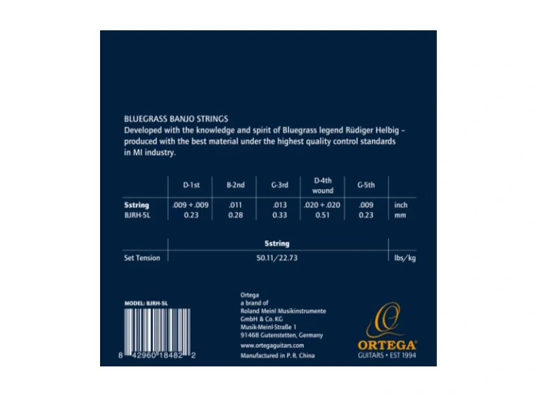 Ortega BJRH-5L Bluegrass 5-str. Banjo Coated Phosphor Bronze, Light 