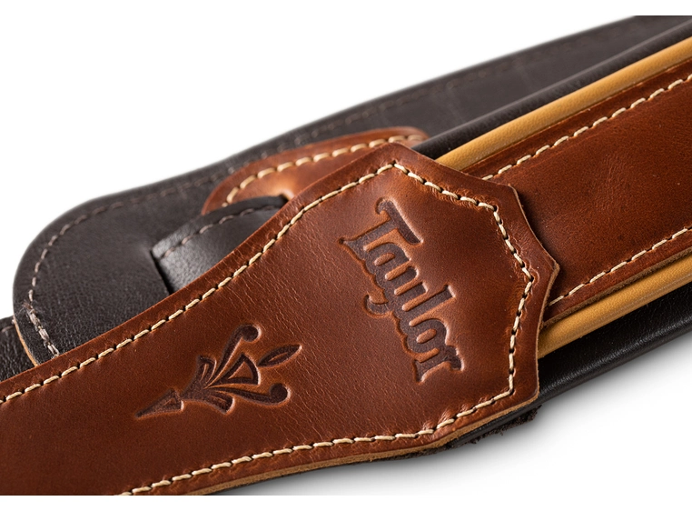 Taylor Century Strap, Med Brown Leather 2.5" Med Brown/Butterscotch/Black 