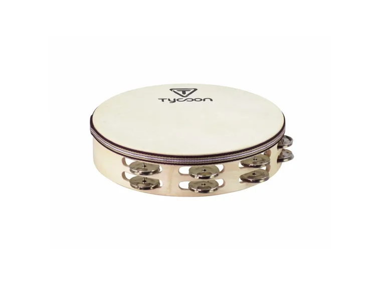Tycoon Double Row Headed Wooden Tambourine with Steel Jingles 