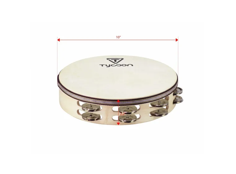 Tycoon Double Row Headed Wooden Tambourine with Steel Jingles 
