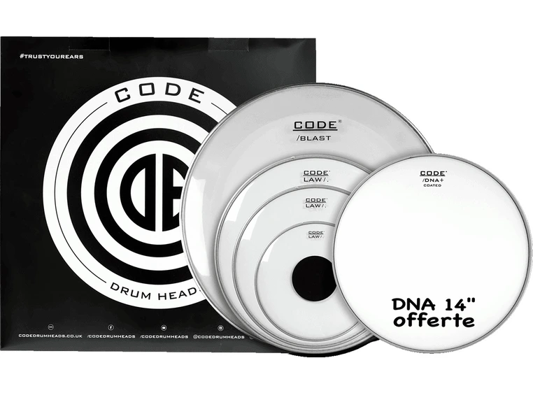 Code Drumheads FPLAWCLRF Clear Fusion 10/12/14/20 + CC 14" DNA Coated 