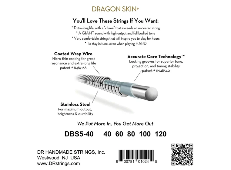 DR Strings DBS5-40 Dragon skin+ (040-120) 