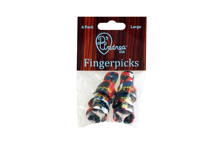 D'Andrea Finger Picks 374 6-Pack Large, Multicolored 