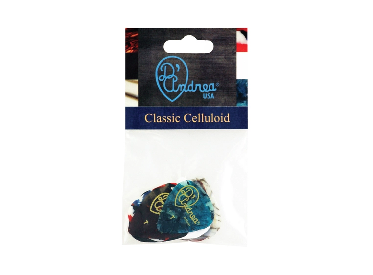 D'Andrea Vintage Classic Celluloid 351 0.46 Thin, Assorted Pick Pack 12 pcs 