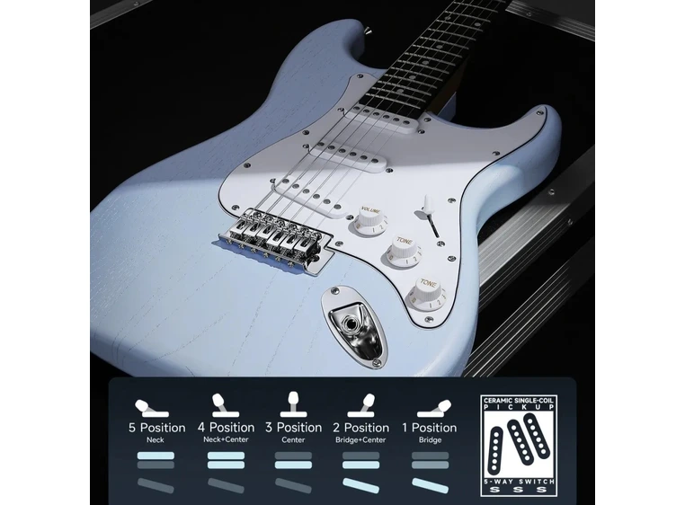 Donner DST-80 el-gitar pakke sonic blue 