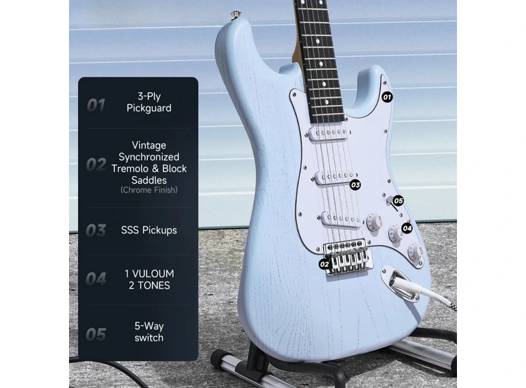 Donner DST-80 el-gitar pakke sonic blue 