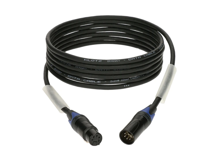 Klotz DMX 5 pin Neutrik XLR 5 pins wired sort blå ring 5m 