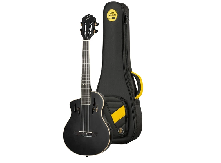 Ortega RTPS-U-SBK-L Tenor ukulele med mik, Tourplayer, Left 