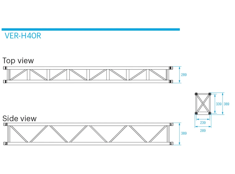 PROLYTE VER-H40R-L300 Verto firkanttruss 300cm, Alu, Ø48x3mm, For Vertokobling 