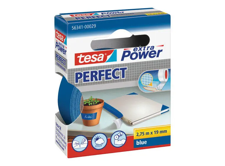 TESA 56341 Power Perfect 19mm x 2,75m, blå 