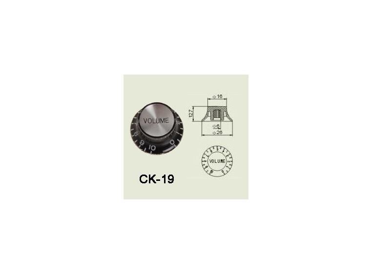 Wilkinson CK-19 el-gitar Control knob black chrome
