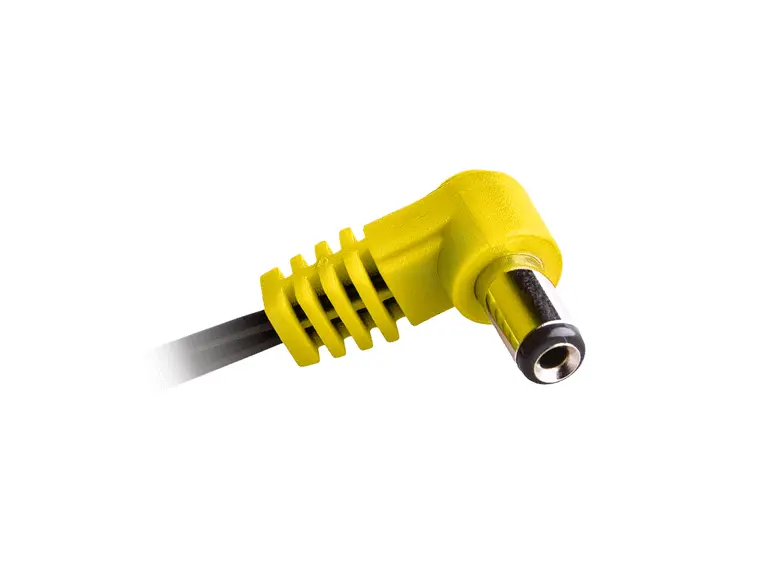 CIOKS 3050 Type 3 - 5,5/2,5mm DC plug Senter negativ, L-form, 50cm (gul) 