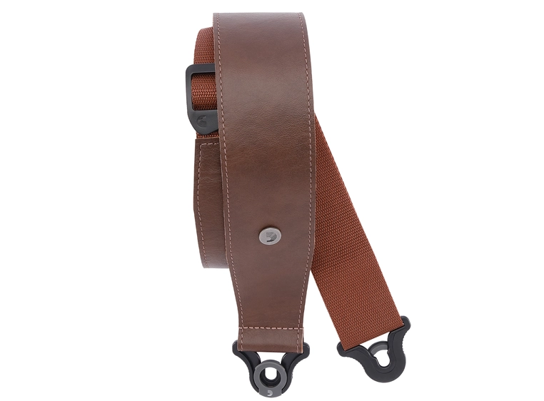 D'Addario 25BAL02 PW Comfort Leather Strap, 2.5/64mm Auto Lock - Brown 