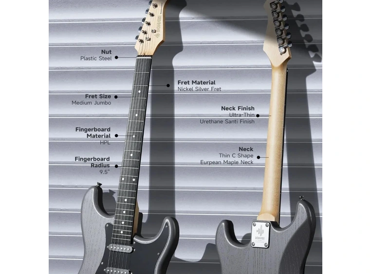 Donner DST-80 el-gitar pakke matton black 