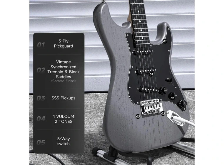 Donner DST-80 el-gitar pakke matton black 