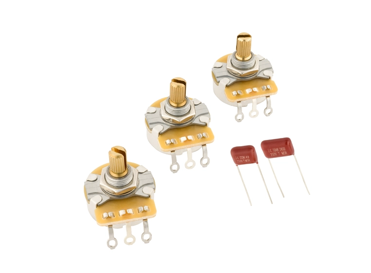 Fender Stratocaster Split Shaft Potentiometer and Capacitor Kit, 3-Pack 