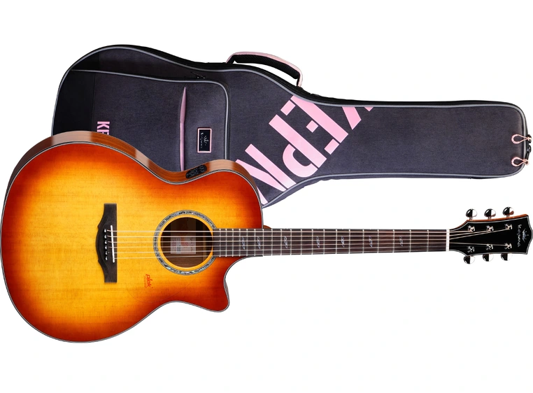Kepma Guitars Solid Top F2SE CherryBurst Grand Auditorium Ak.gitar m/pickup 