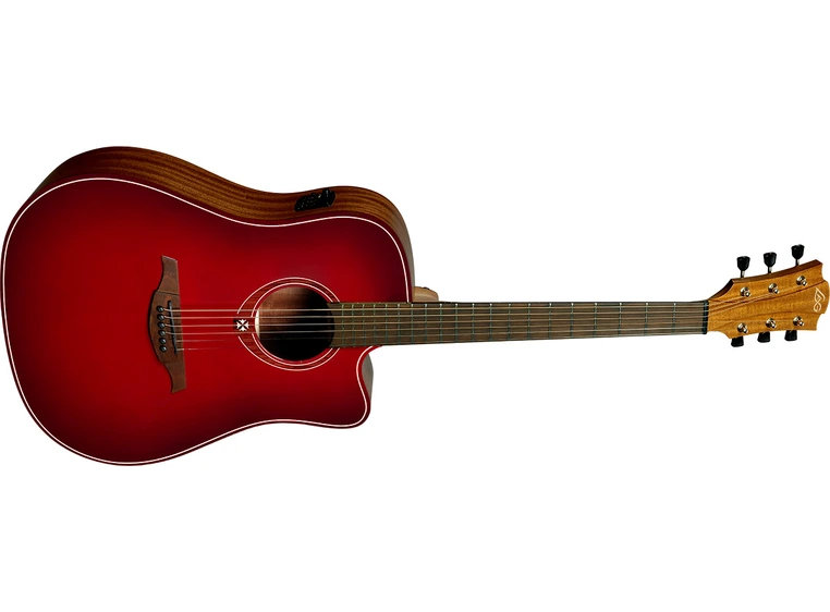 LAG T-RED Tramontane Dreadnought Cutaway Acoustic-Electric Red Burst 