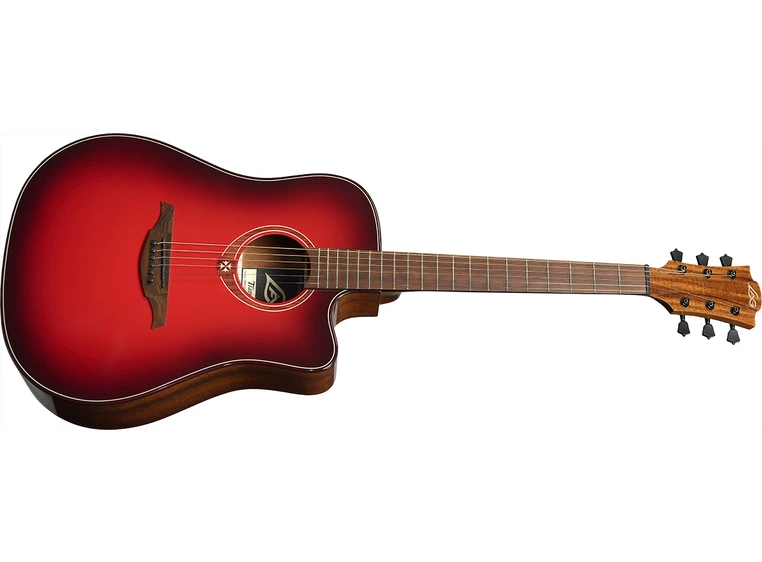 LAG T-RED Tramontane Dreadnought Cutaway Acoustic-Electric Red Burst 