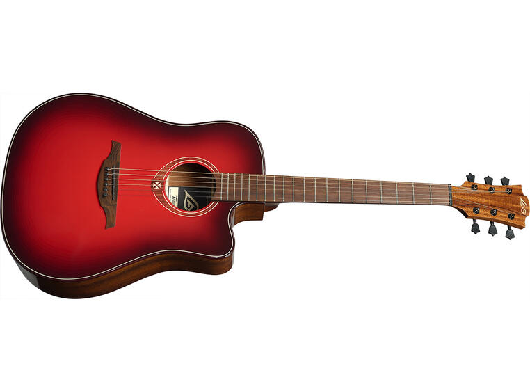 LAG T-RED Tramontane Dreadnought Cutaway Acoustic-Electric Red Burst