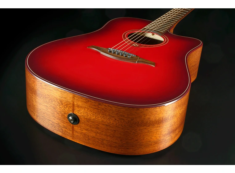 LAG T-RED Tramontane Dreadnought Cutaway Acoustic-Electric Red Burst 