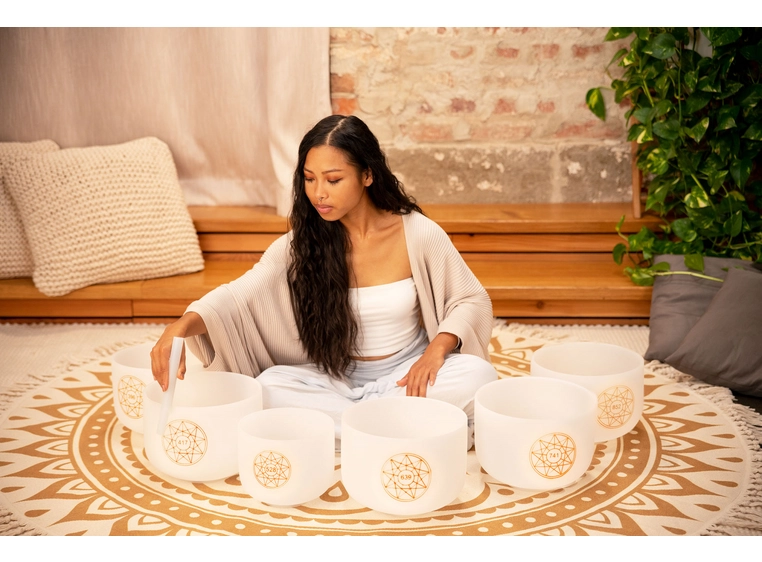 Meinl Sonic Energy SOLCSBSET Solfeggio Crystal Singing Bowl Set 
