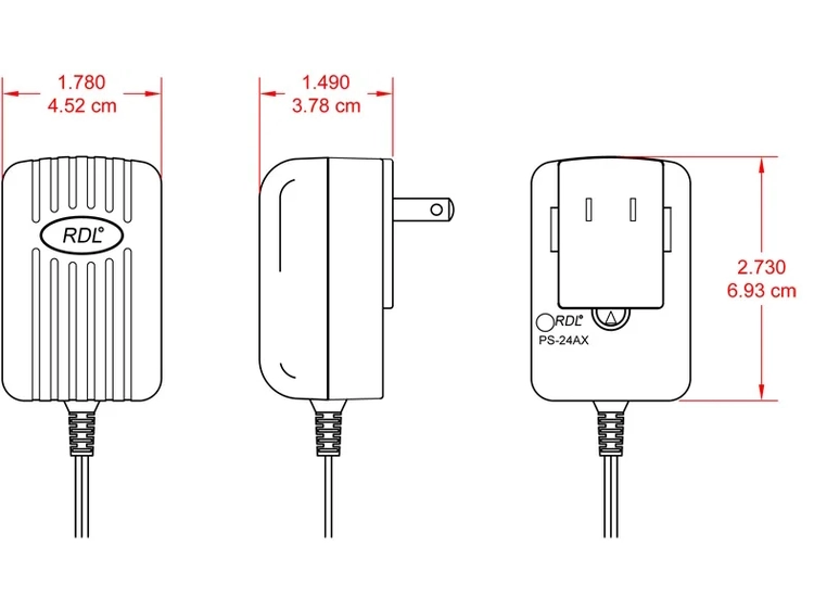 RDL PS-24AX Strømforsyning 24VDC 500mA Switching DC plugg