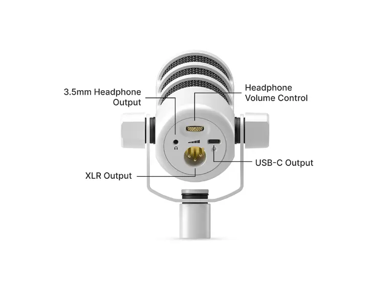 Røde PodMicUSB White USB-C & XLR mik med DSP 