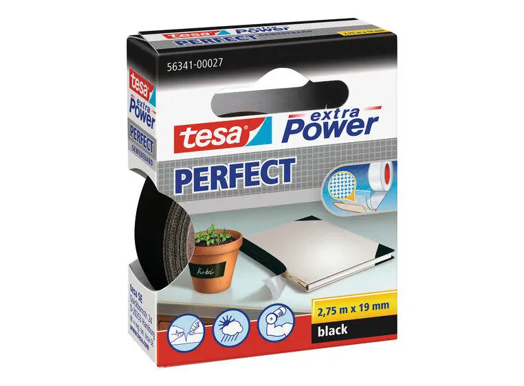 TESA 56341 Power Perfect 19mm x 2,75m, sort 