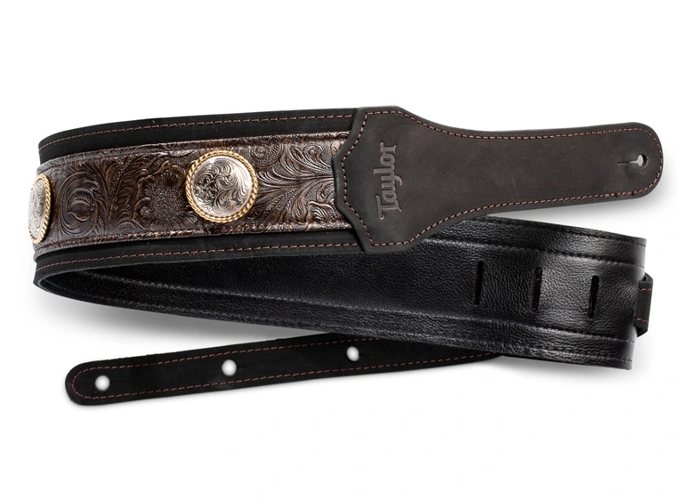 Taylor Grand Pacific Strap Black Leather/Ni Concho, 3" 