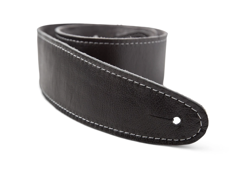 Taylor Strap, Black Leather Suede Back, 2.5", Silver Logo 