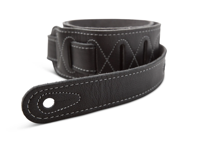 Taylor Strap, Black Leather Suede Back, 2.5", Silver Logo 