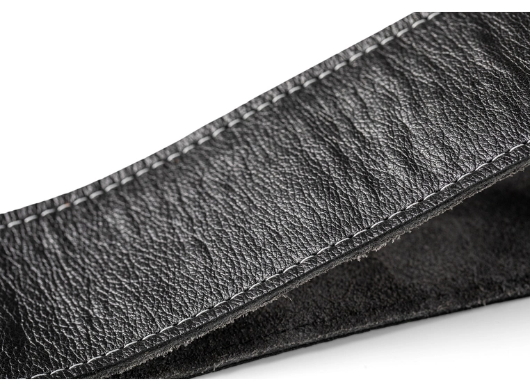 Taylor Strap, Black Leather Suede Back, 2.5", Silver Logo 