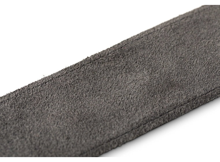 Taylor Strap, Black Leather Suede Back, 2.5", Silver Logo 