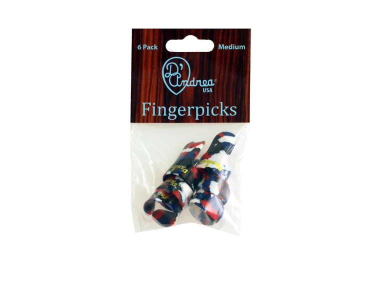 D'Andrea Finger Picks 374 6-Pack Medium, Multicolored 