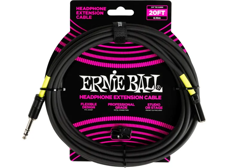 Ernie Ball 6423 Headphone Ext. Cable 6m, 3.5 mm hunn - 6.3 mm hann 