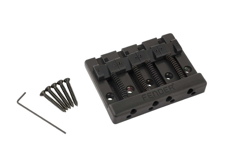 Fender HiMass 4-String Bass Bridge Assembly With Brass Saddles, Black 